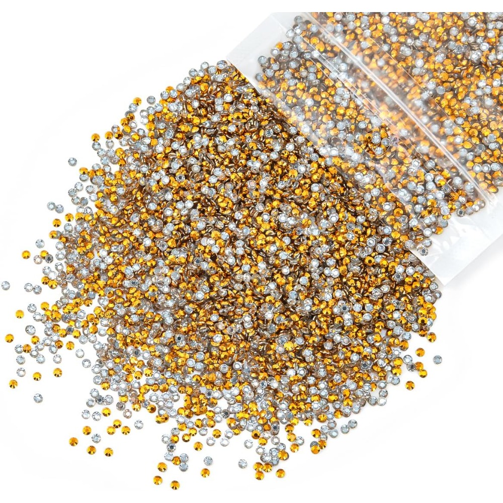Yellow Body Jewelry - 10000個入り 2mm ゴールデンイエロー レジンラインストーン フラットバック ジェム