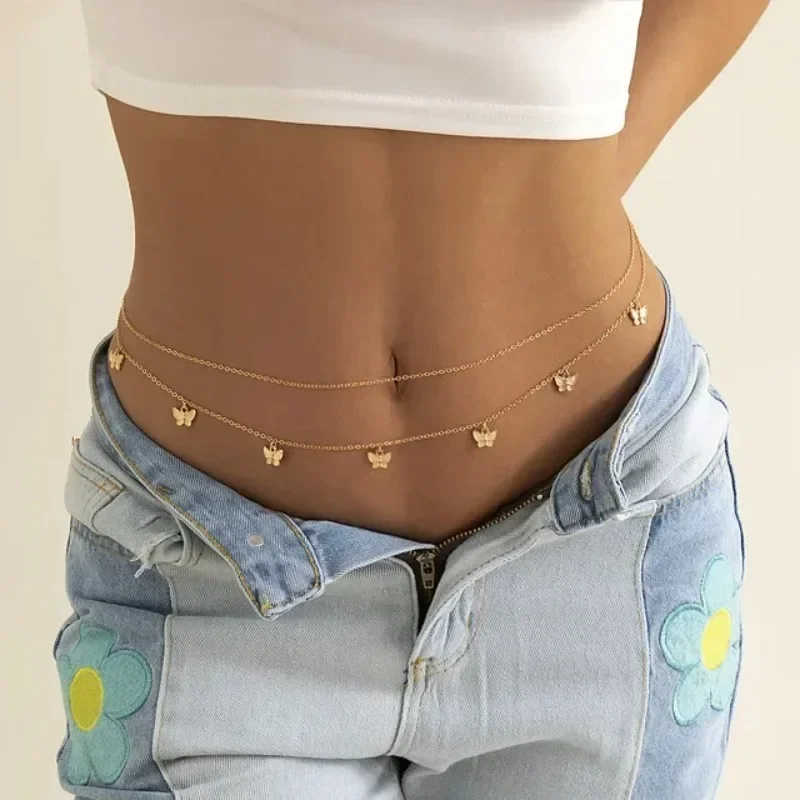 Body Jewelry By The Chain Gang - 女性用バタフライチェーン,セクシーなベリーベルト,ボディジュエリー,ビーチアクセサリー,ウエストビーズ,新しい夏の魅力