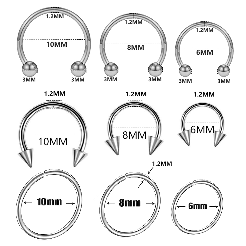 Septum Clicker Ring - 9 ピース/ロット鋼耳ピアスヘリックスピアス眉毛ピアスリップラブレットリングイヤリング珠バーベルピアスボディジュエリー