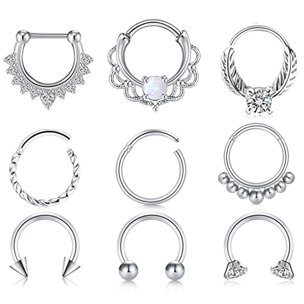 Septum Clicker Ring - 1 個セプタムリングフープ鼻リング馬蹄ステンレス鋼軟骨イヤリングフープヘリックス耳珠セプタムピアス Jewerly