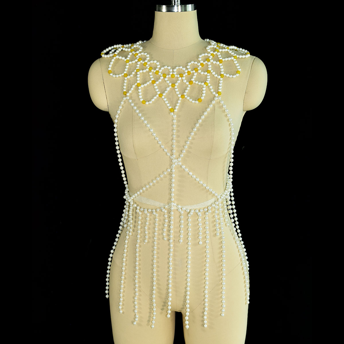 ファッションフェイクパールボディジュエリー女性の誕生日パーテ - Yellow Body Jewelry のレビューと価格