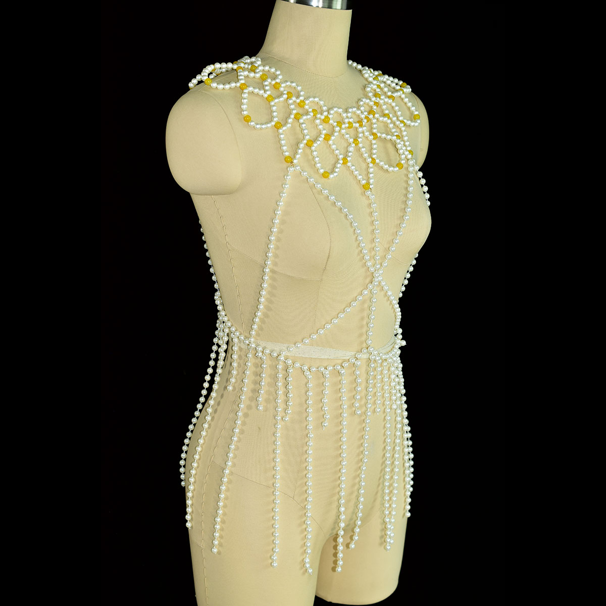 ファッションフェイクパールボディジュエリー女性の誕生日パーテ - Yellow Body Jewelry のレビューと価格
