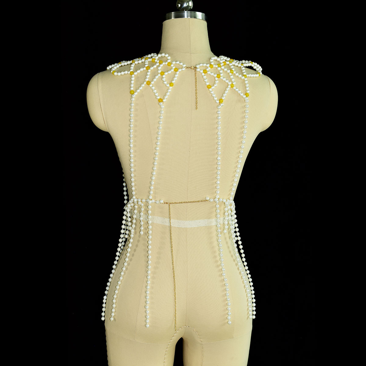 ファッションフェイクパールボディジュエリー女性の誕生日パーテ - Yellow Body Jewelry のレビューと価格