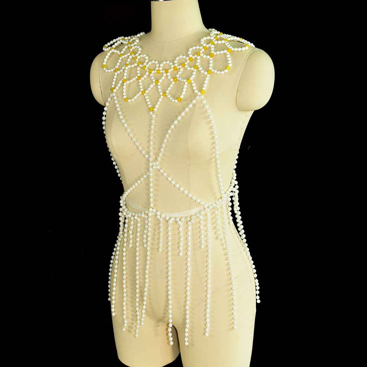 ファッションフェイクパールボディジュエリー女性の誕生日パーテ - Yellow Body Jewelry のレビューと価格