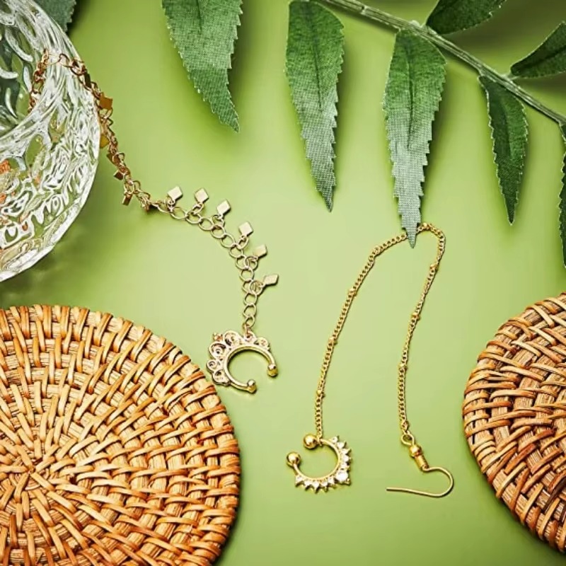 1個/セット イエローゴールド フェイクセプタムリング セプ - Yellow Body Jewelry のレビューと価格