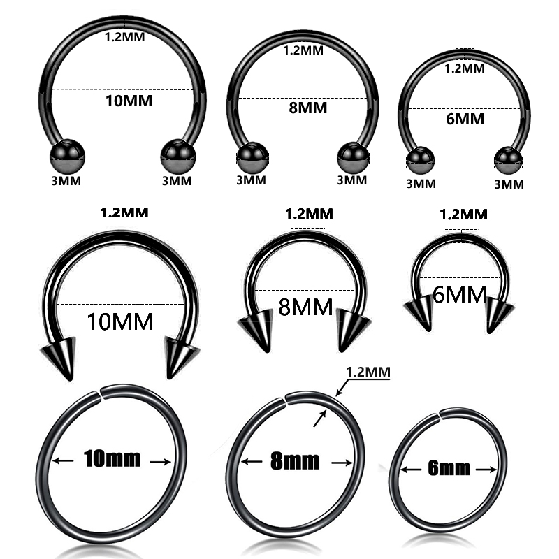 9 ピース/ロット鋼耳ピアスヘリックスピアス眉毛ピアスリップ - Septum Clicker Ring のレビューと価格