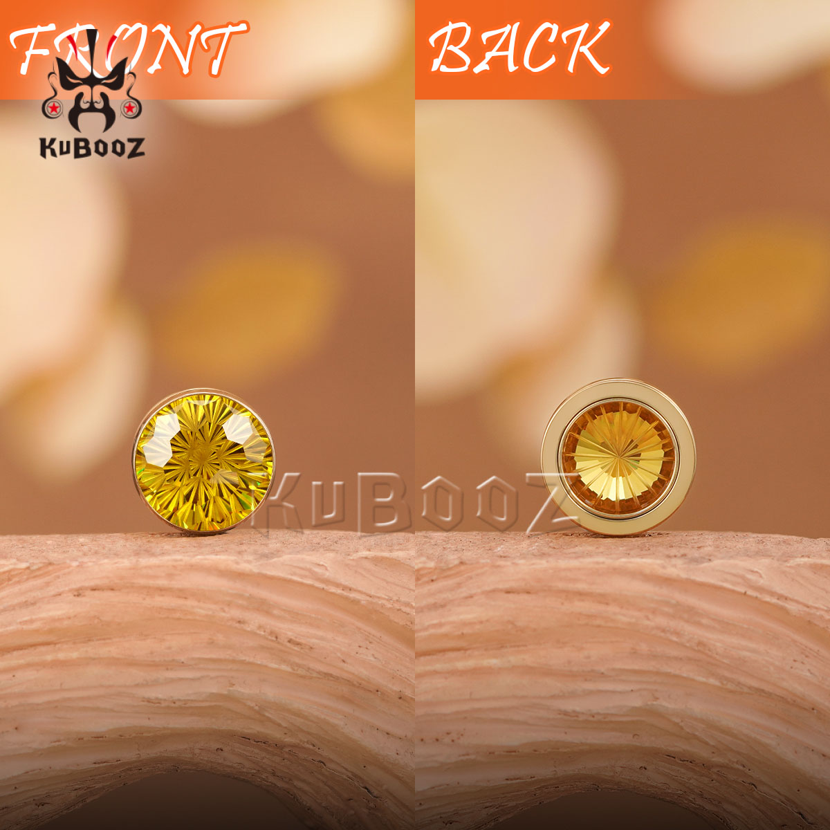 2 個の光沢のある黄色のクリスタルダイヤモンドカット耳栓ゲー - Yellow Body Jewelry のレビューと価格