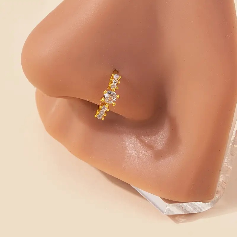 シンプルな単列幾何学的な S925 シルバーイエロー鼻リング - Yellow Body Jewelry のレビューと価格