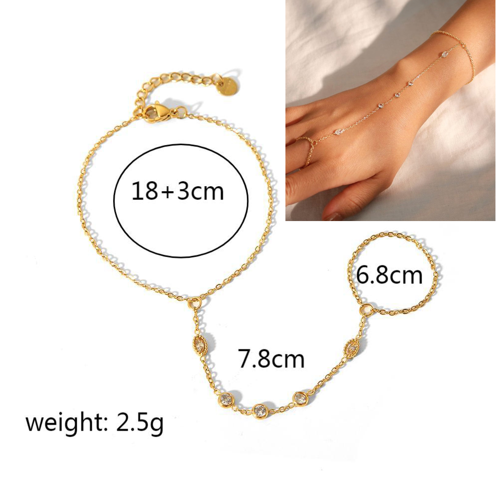 14K イエローゴールドメッキステンレス鋼ハンドチェーンブレ - Yellow Body Jewelry のレビューと価格