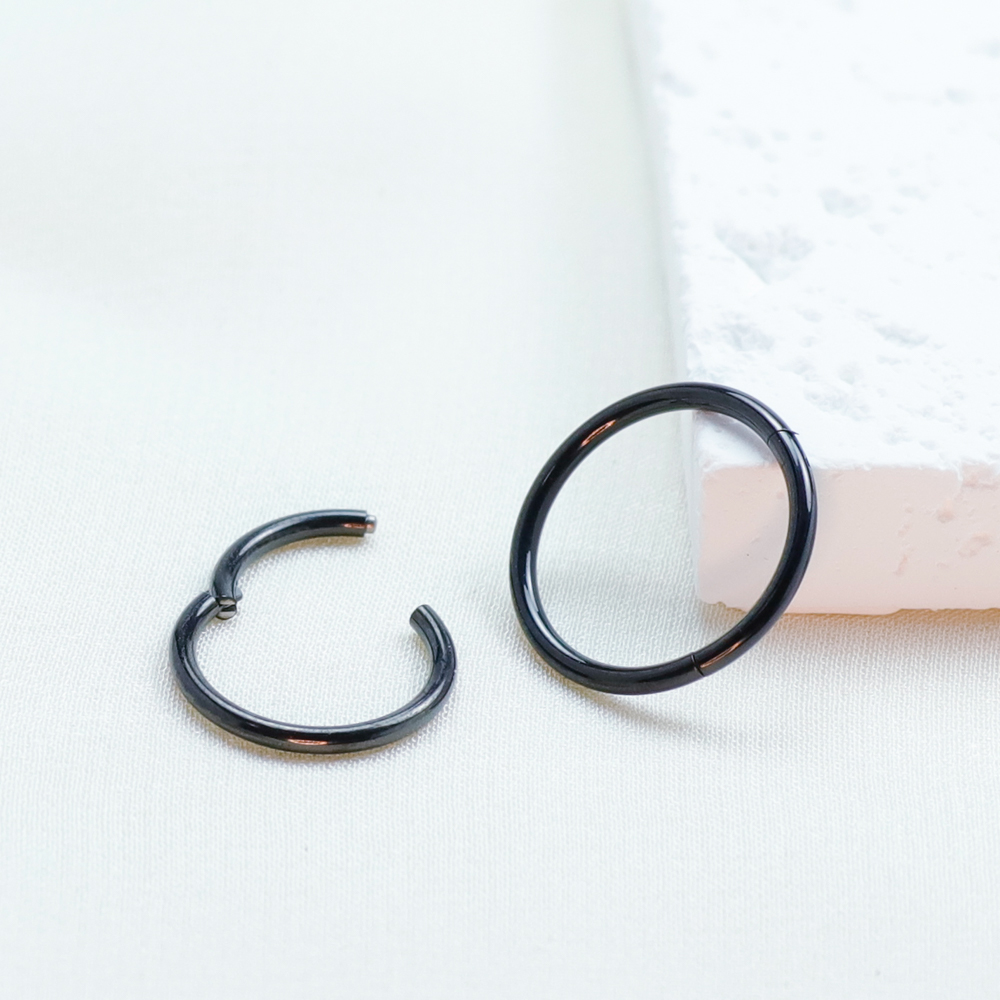 鼻ピアス,軟骨セプタム,鼻ピアス,グレードf136用の黒いチ - Septum Clicker Ring のレビューと価格