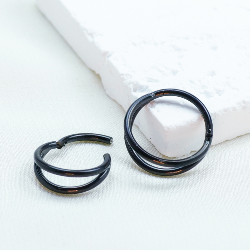 鼻ピアス,軟骨セプタム,鼻ピアス,グレードf136用の黒いチ - Septum Clicker Ring のレビューと価格