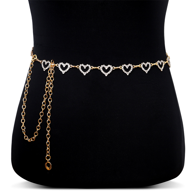 ファッションラインストーンハートウエストチェーン女性用調節可 - Body Jewelry By The Chain Gang のレビューと価格
