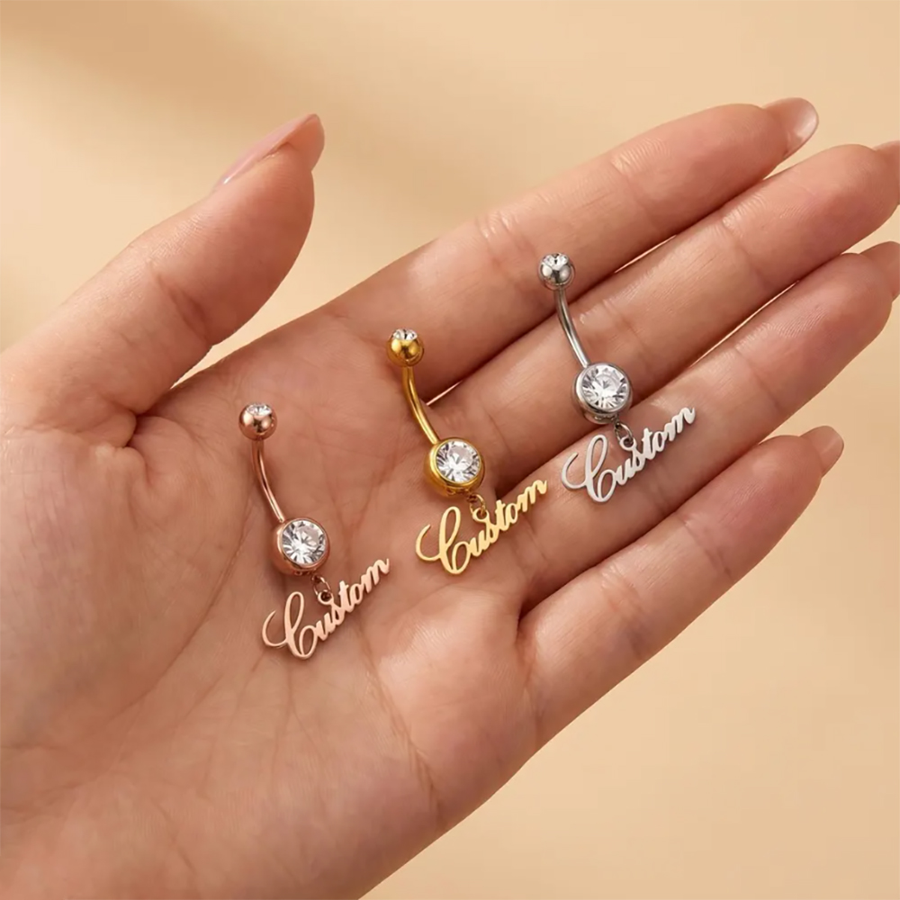 パーソナライズされたジルコン製カスタムネームセクシーネイブル - Body Jewelry Names のレビューと価格