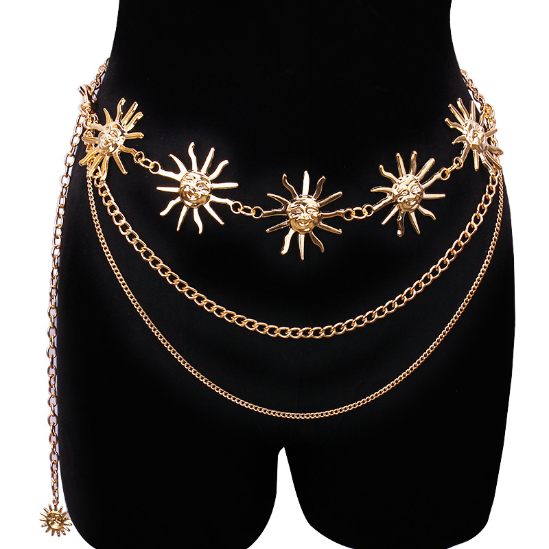 チャンキーな多層パンクゴシックムーンサンウエストチェーンメタ - Body Jewelry By The Chain Gang のレビューと価格