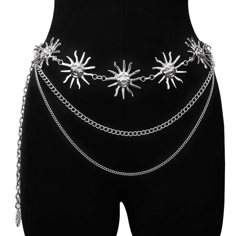 チャンキーな多層パンクゴシックムーンサンウエストチェーンメタ - Body Jewelry By The Chain Gang のレビューと価格