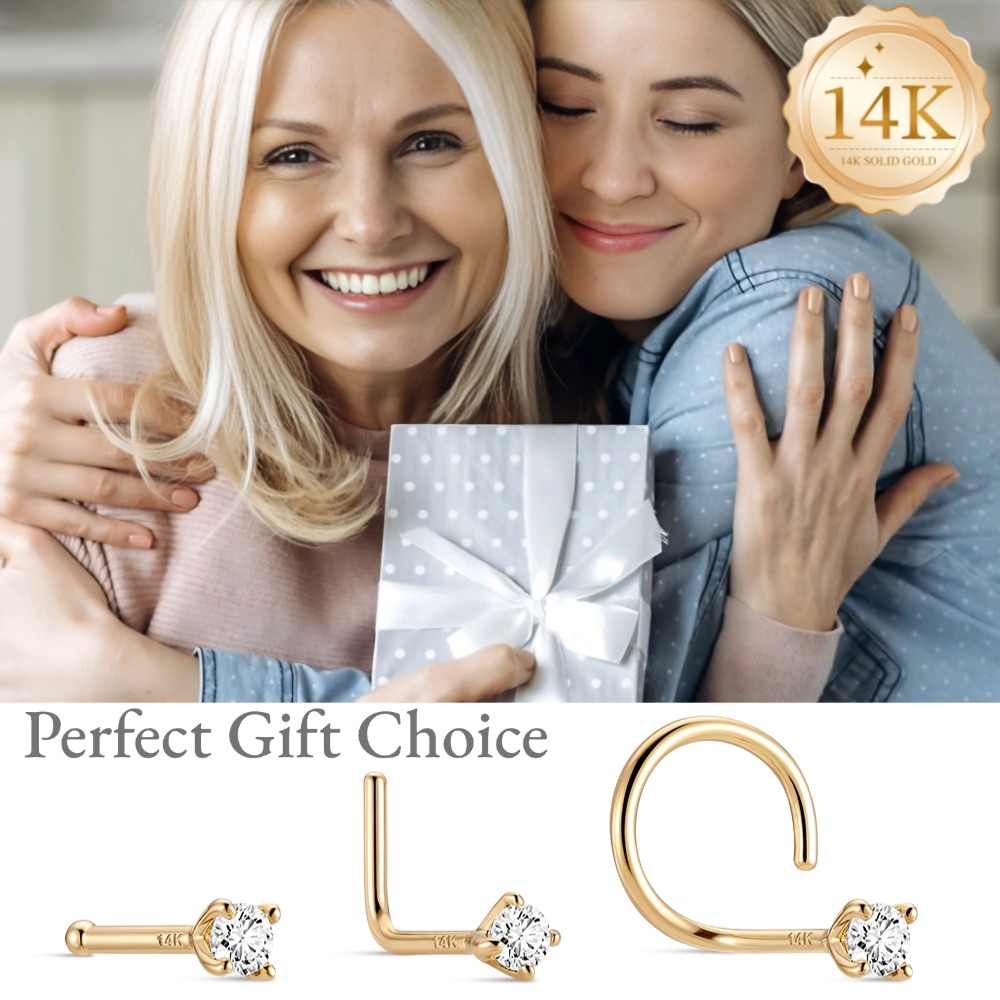 DIeSchein 14Kソリッドゴールドノーズボーンミニマ - Yellow Body Jewelry のレビューと価格