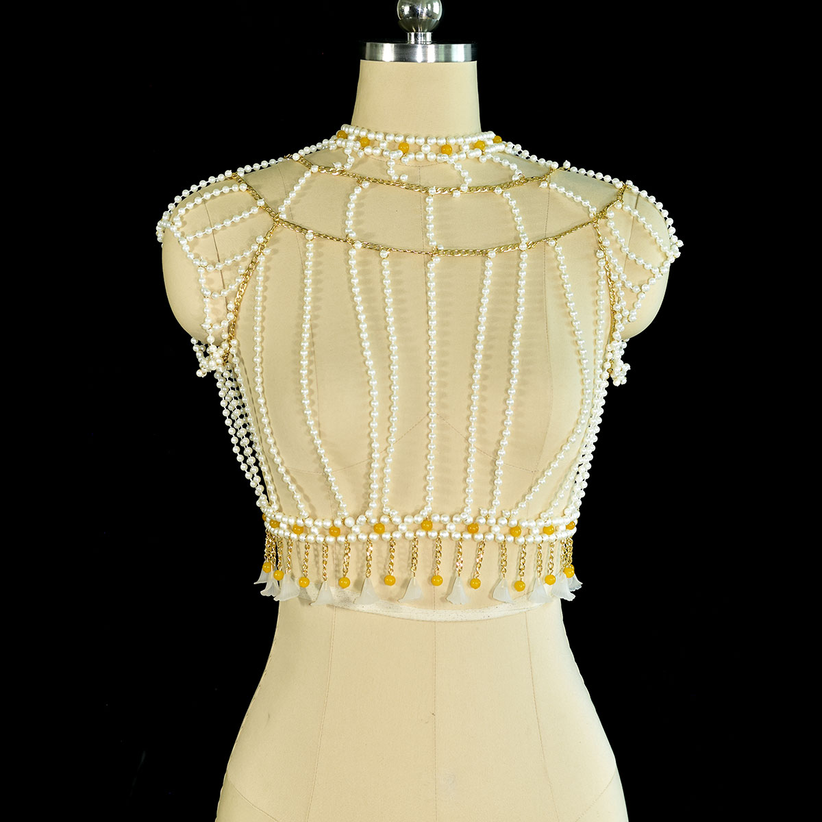 エレガントなファッション華やかなイミテーションパールボディジ - Yellow Body Jewelry のレビューと価格
