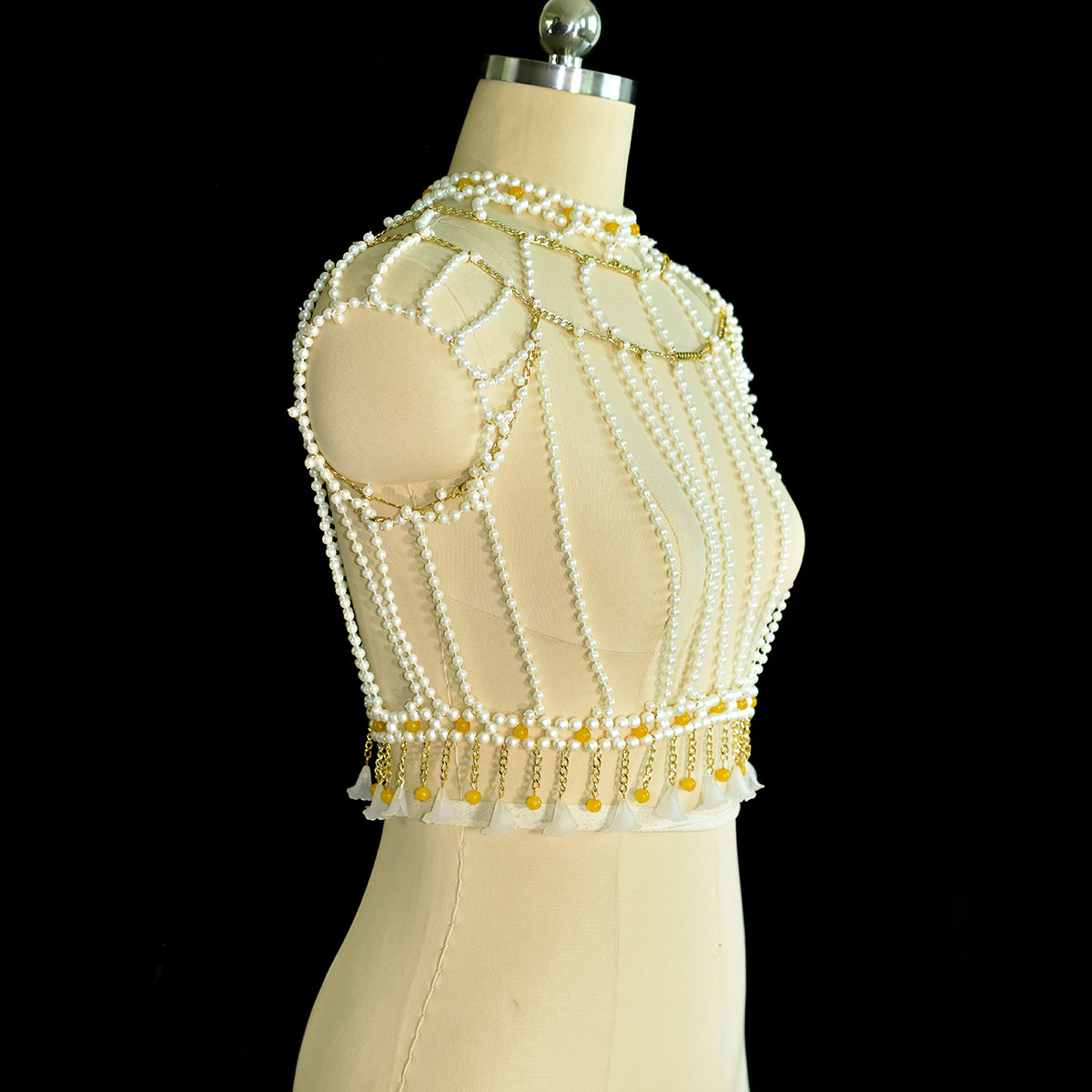 エレガントなファッション華やかなイミテーションパールボディジ - Yellow Body Jewelry のレビューと価格