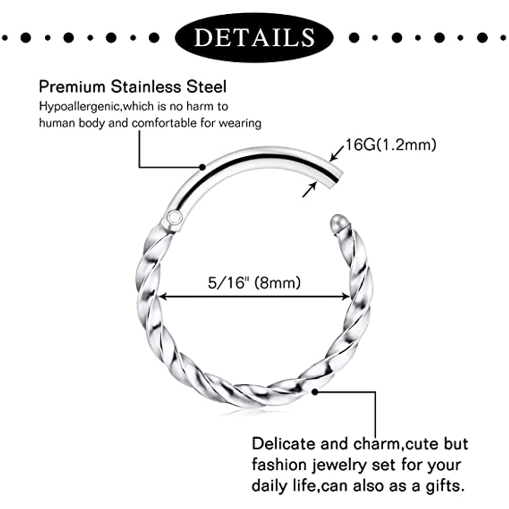 1 個セプタムリングフープ鼻リング馬蹄ステンレス鋼軟骨イヤリ - Septum Clicker Ring のレビューと価格